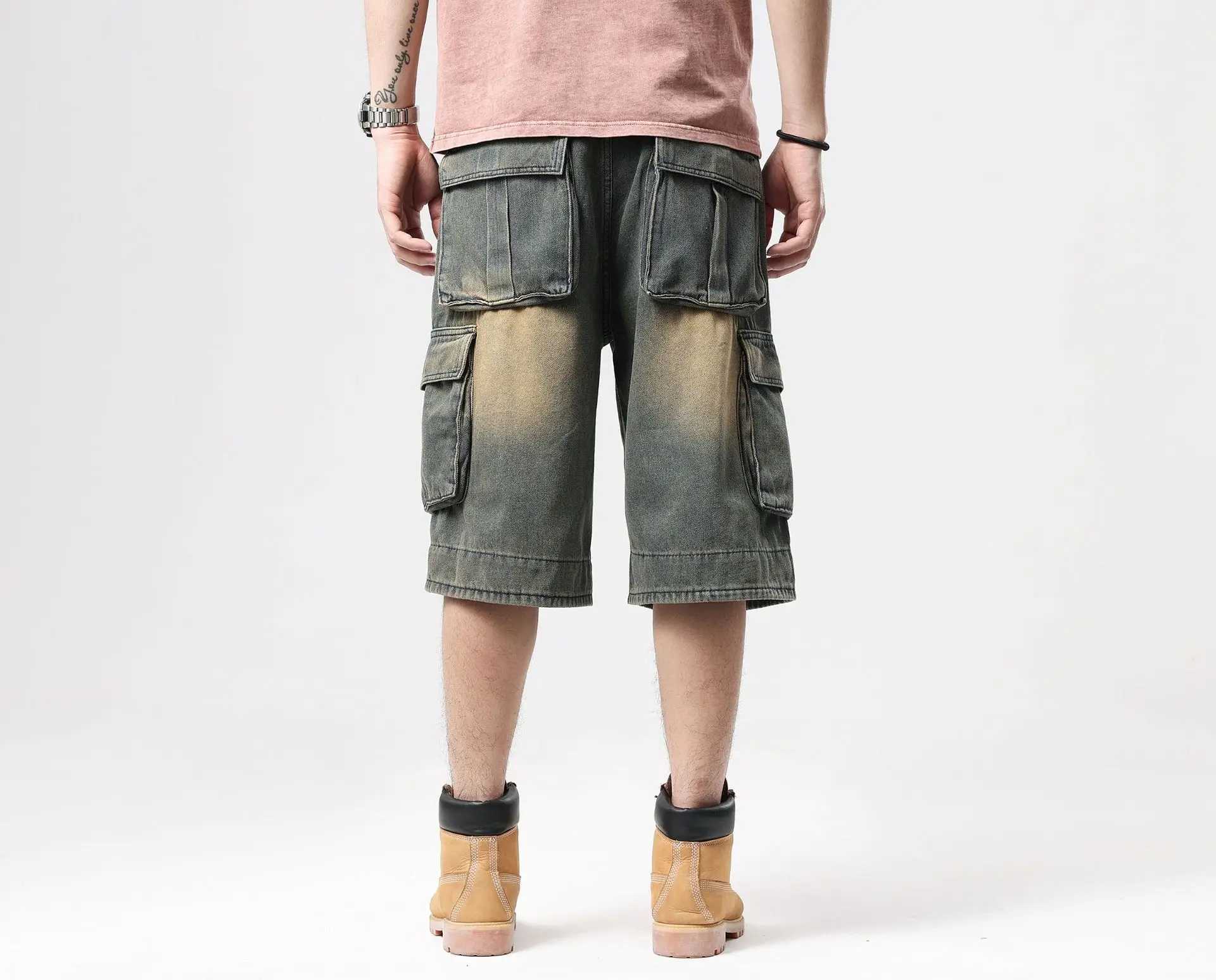 Summer Mens Cargo Jeans Shorts Big Pocket Loose Plus Size Denim Shorts Hip-Hop Skateboard Jean Shorts For MenXJ241206