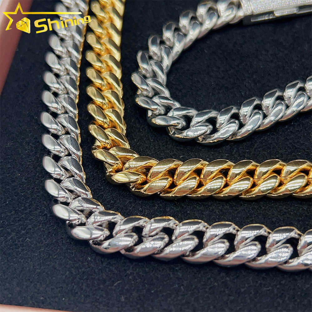 Hot sale Miami cuban chain Stainless steel silver moissanite lock high quality 10mm 12mm 14mm 18mm cuban necklace bracelet