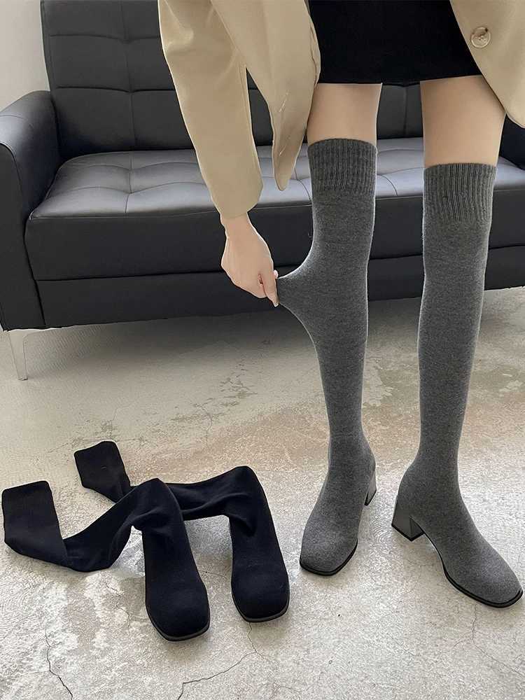 High Quality Warm shoes autumn sexy high H high sexy boots warm round toes winter shoes knee T241206