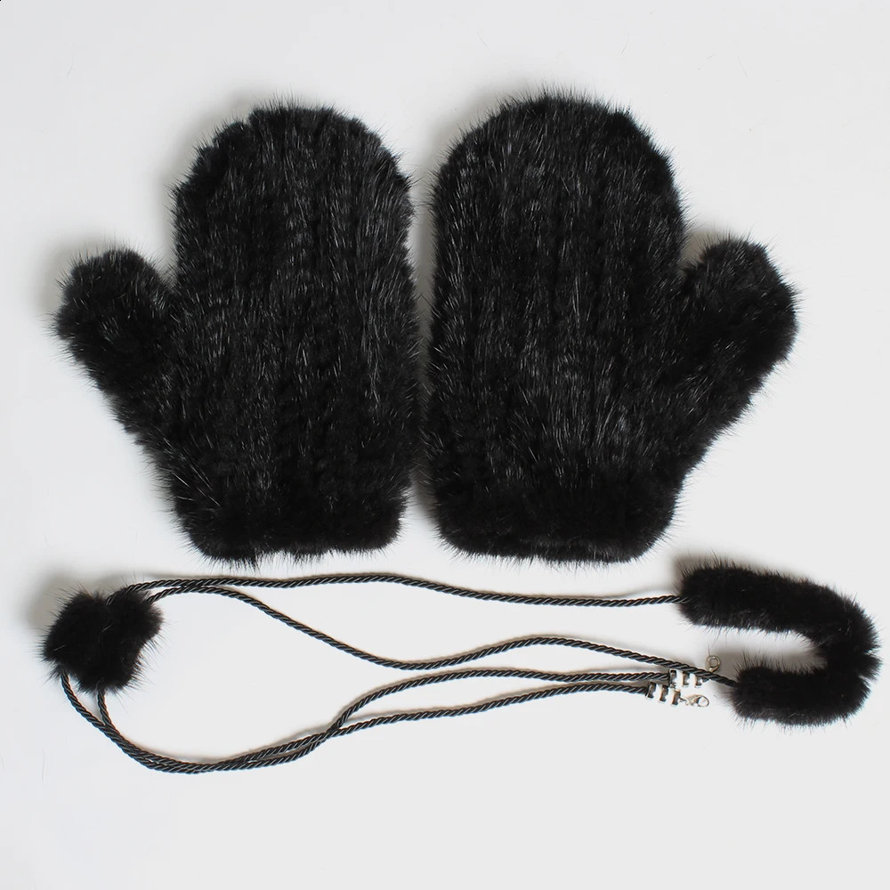 selling womens genuine mink fur gloves fashionable knitted 100% natural fur gloves womens winter warm genuine fur gloves factory wholesale 241206