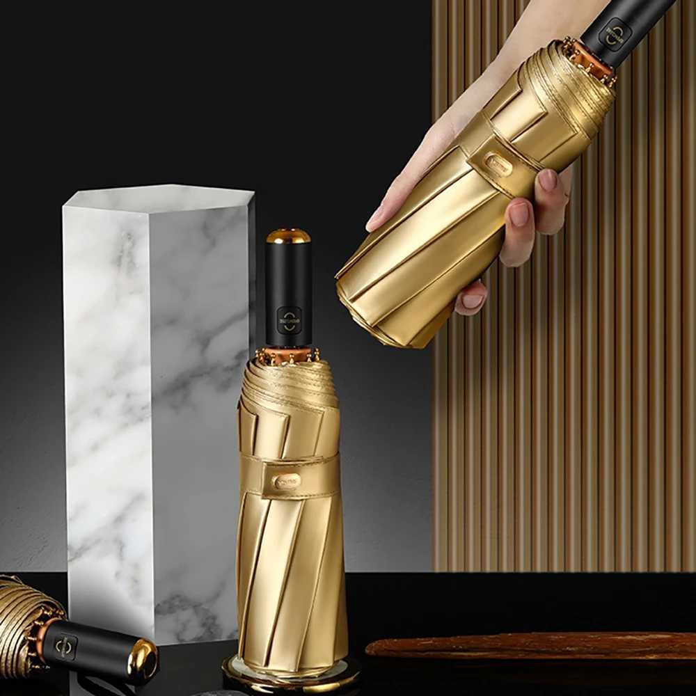 New Arrival Luxury Gold Authentic Umbrella Portable Triple Fold Umbrella Womens UV Protective Umbrella 10K Double Layer Umbrella Z241206
