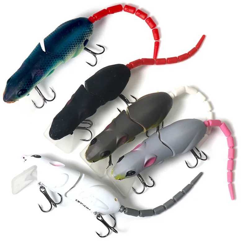 Plastic Mouse Fishing Lure With 3D Eyes Wagging Tail Slow Sinking Artificial Bait for pike bass Swimbaits minnow FloatingbaitsXJ241128