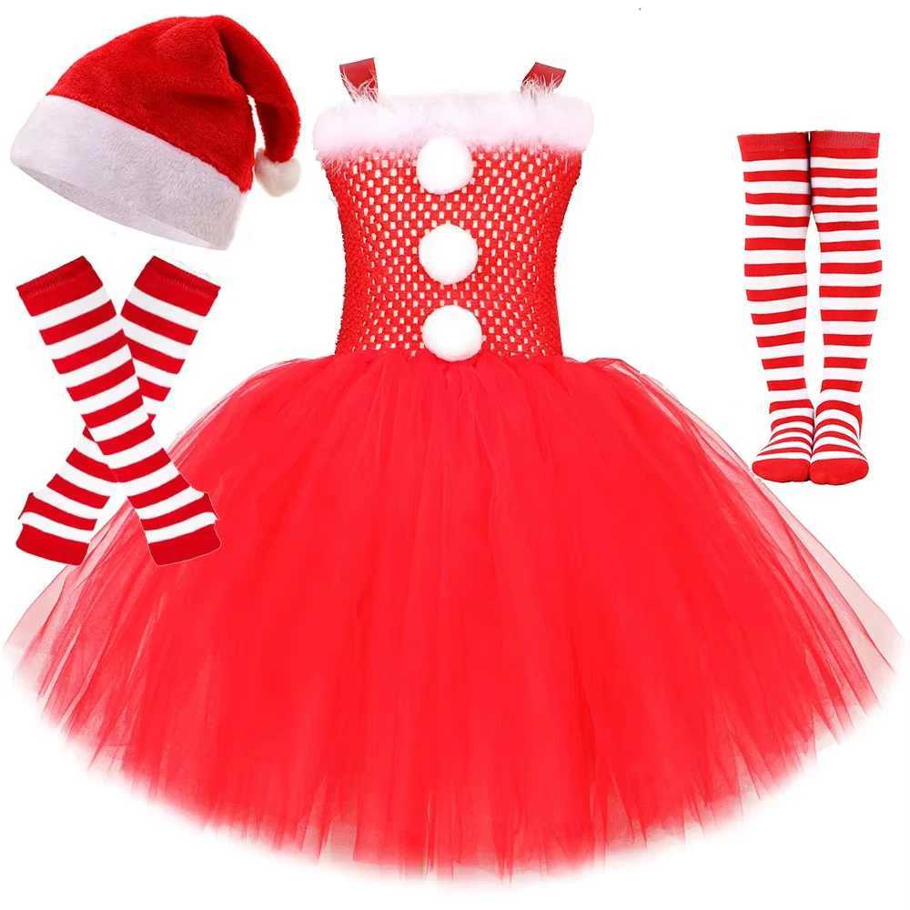 Red Santa Claus Costumes for Girls Christmas Tutu Dress for Kids Xmas New Year Outfit Children Father Christmas ClothesXJ241206