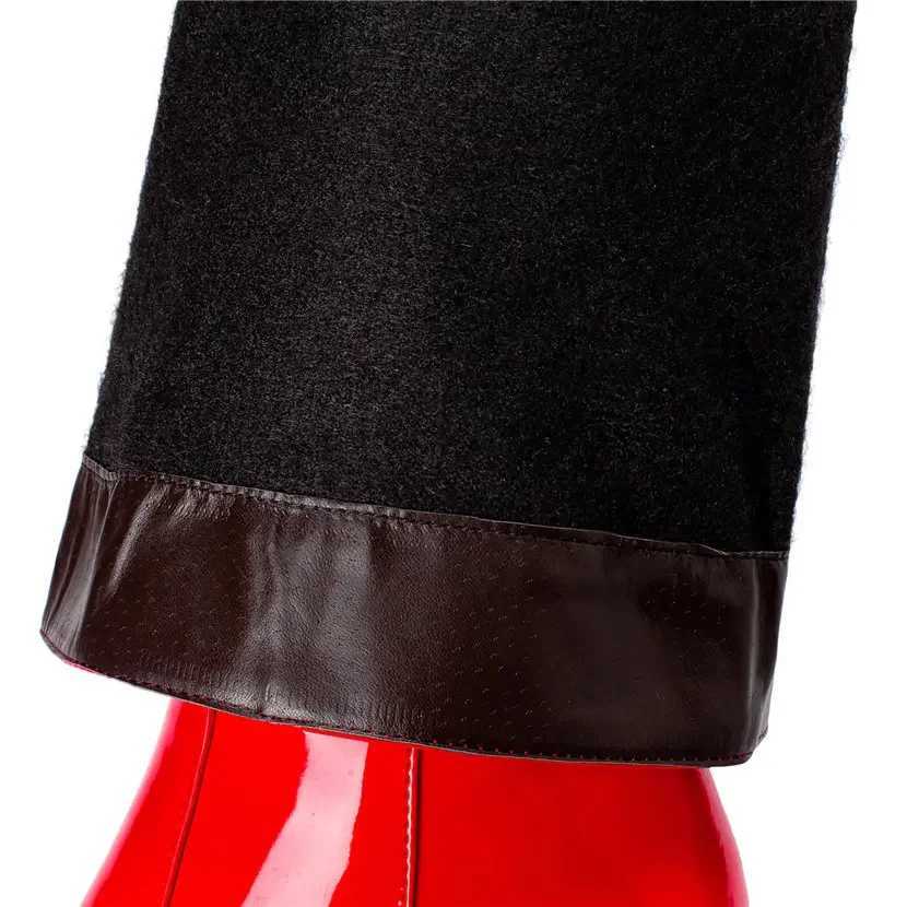 High Quality White patent leather knee high boots Block H Go Halloween party dress women square toe winter zipper Lg shoes T241206