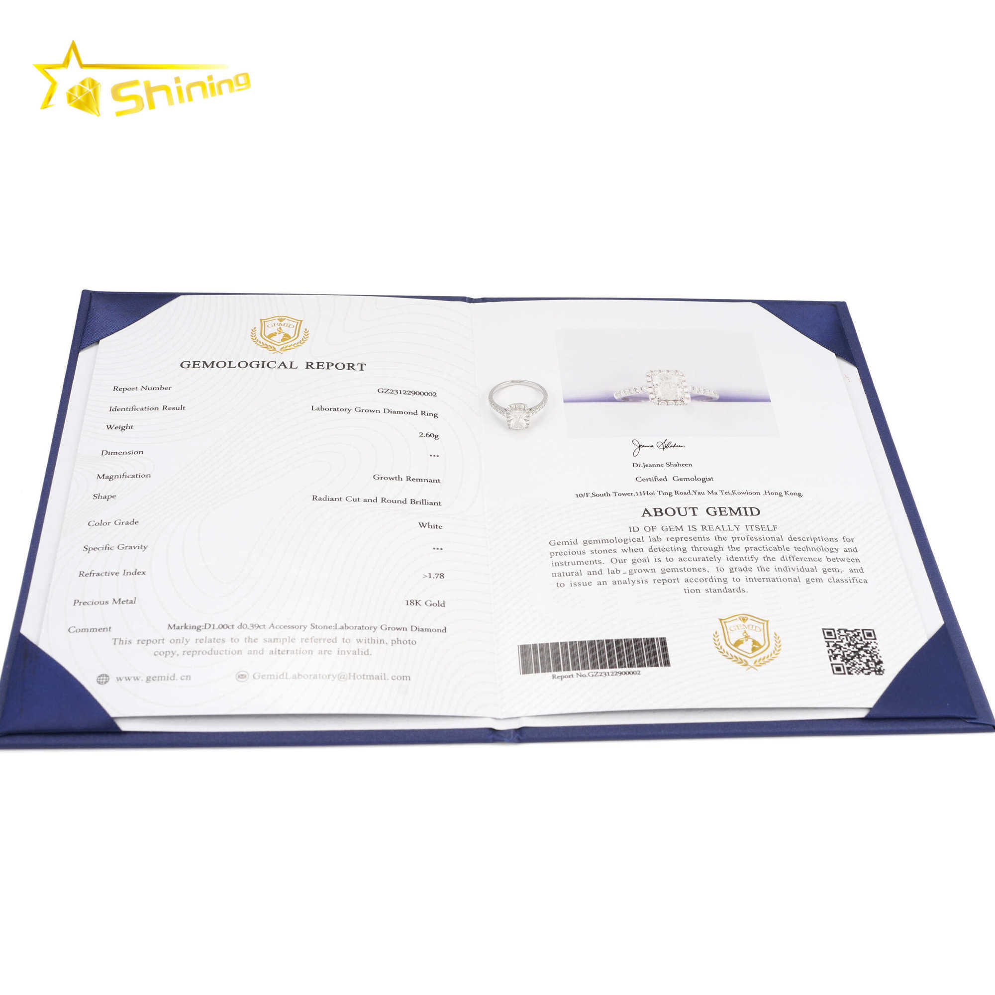 18K Solid Gold IGI Lab Diamond Ring 1.05ct Radiand Cut Lab Diamond Ring Halo Engagement Wedding Rings with Certificate