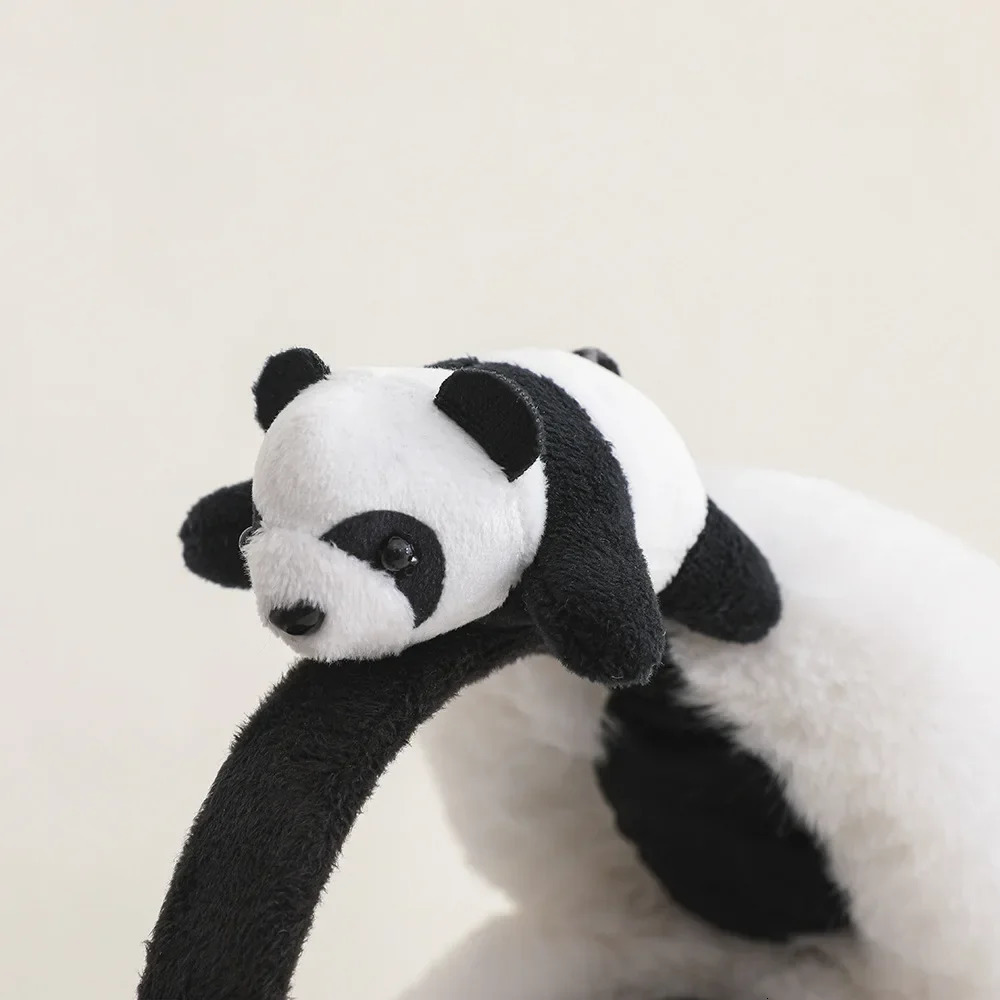 Fashion Winter Boys and Girls Cute Earrings Warm Plush Windproof Earrings 3D Panda Winter Earrings Female 241205