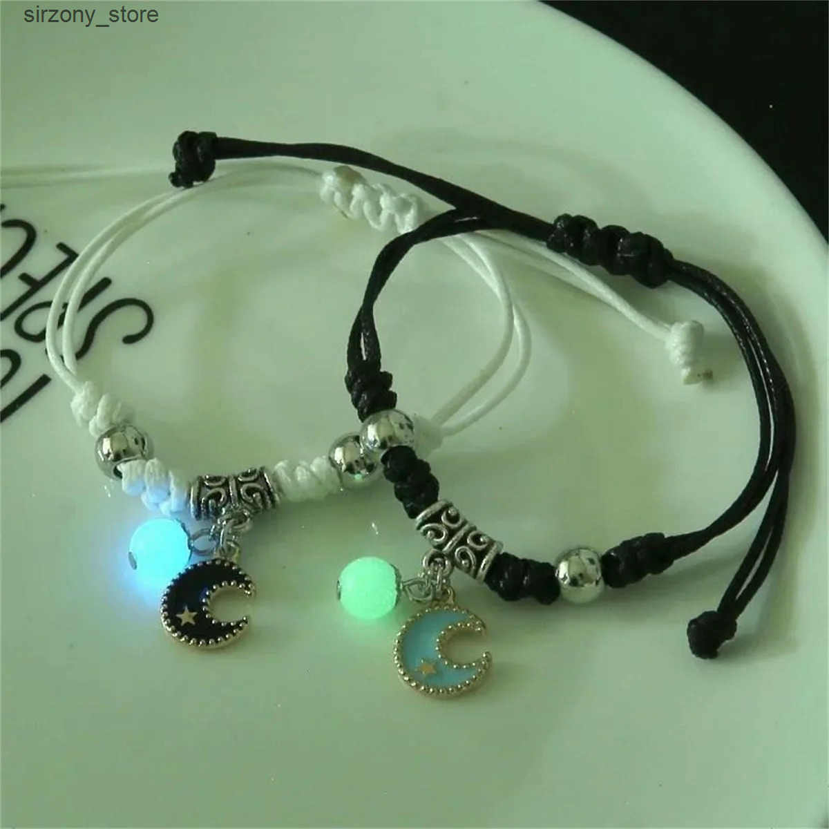 Beaded Fashion Luminous Beads Star Couple Bracelet For Women Men Charm Cat Flower Heart Key Lock Cross Matching Friend Bracelet Jewelry J241206