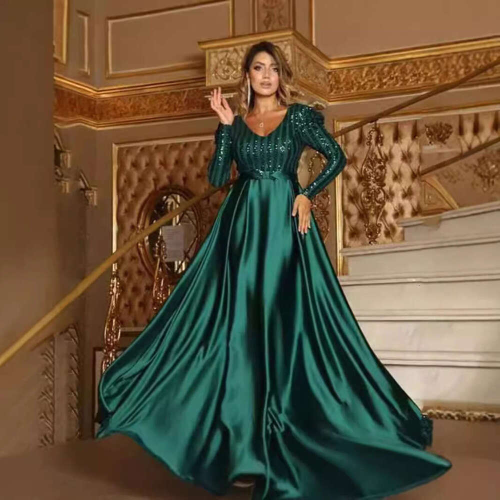 European and American Women's Deep V Big Swing Sexy Long Skirt Tail Banquet Evening Dress 2024 New Casual Fashion Trendy Clothing