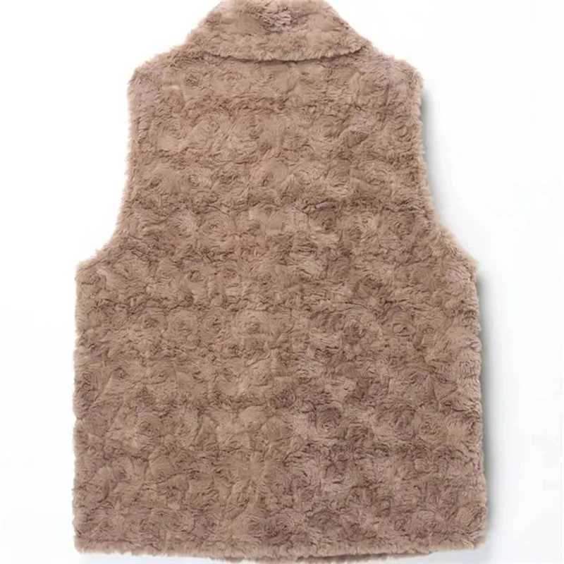 Vest Womens 2023 Winter New Korean Version Of the Lapel Fur All-In-One Lamb Wool Jacket Casual Short Waistcoat M7XJ241206