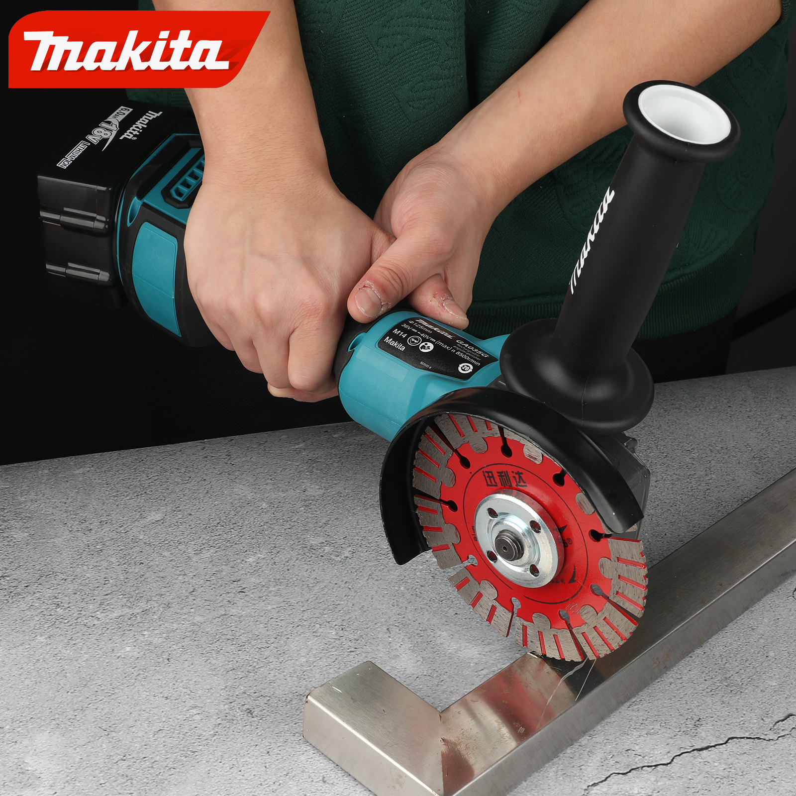 Makita new high-power charging angle grinder GA035G lithium electric grinding brushless large grinding machine cutting machine