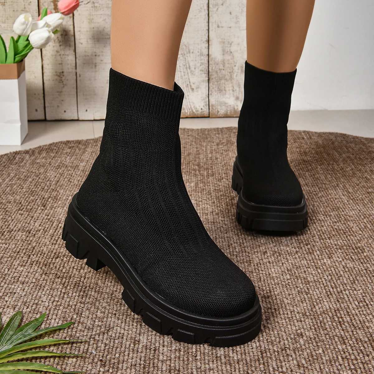 High Quality Autumn/Winter Warm Leisure Platform Designer Lg Boots Warm Foldable Knee Fi Black Ankle Boots T241206