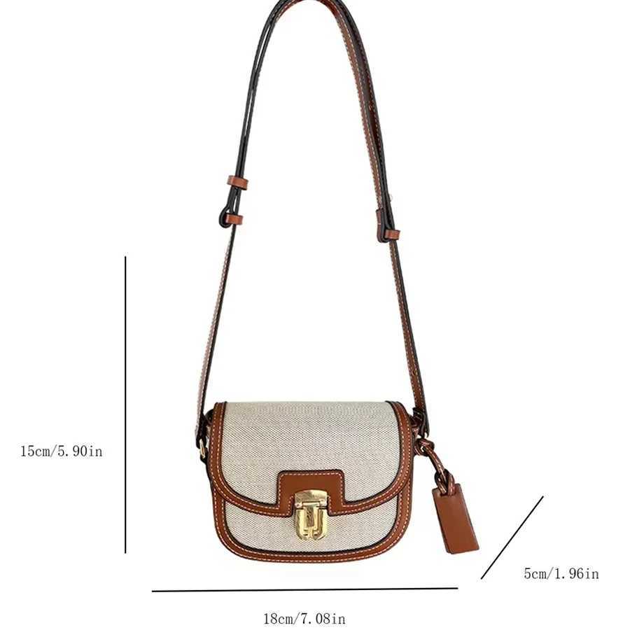 2023 New Small Style Ctrast Panel Canvas e Shoder Crossbody Saddle Bag Luxury Designer Vintage Wallet Purse Ladies Z250301
