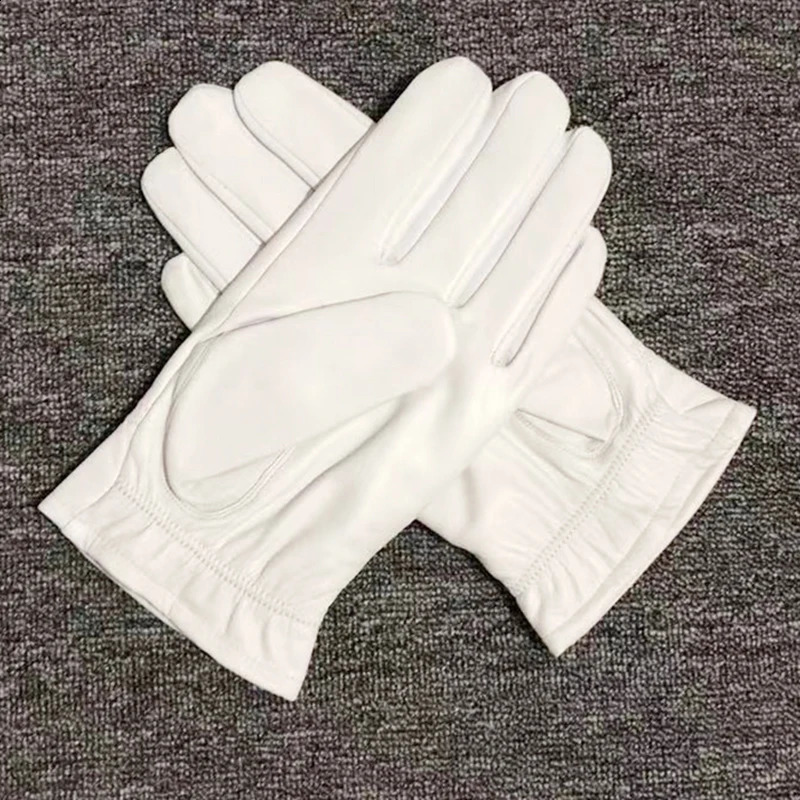 Fashionable and high-quality genuine leather white gloves for men solid wrist full finger Lambskin gloves for warmth and windproof driving 241206