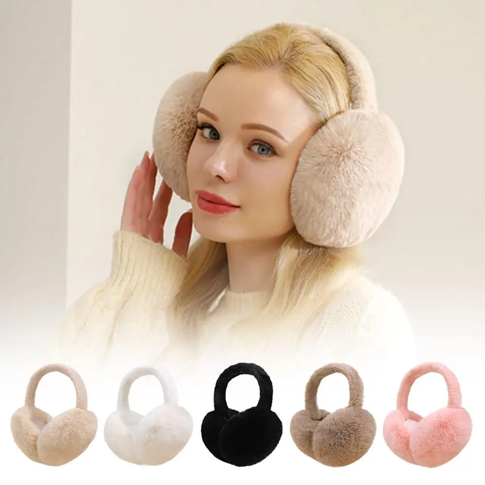 1 piece of solid color soft plush earmuffs warm winter earmuffs outdoor cold protection earmuffs fashionable folding L1Q8 241205