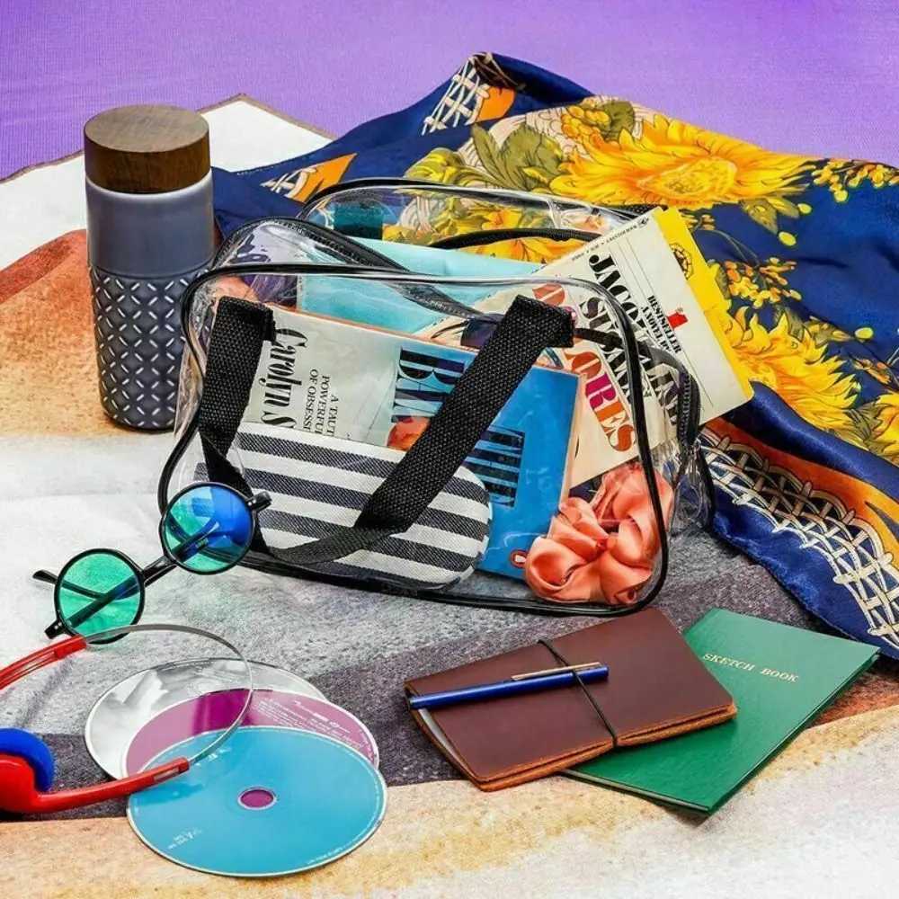 PVC for Travel Ccert Transparent Cosmetic Bag Clear Stadium Approved Tote Bag Travel Toiletries Bag Small HandbagXJ241206