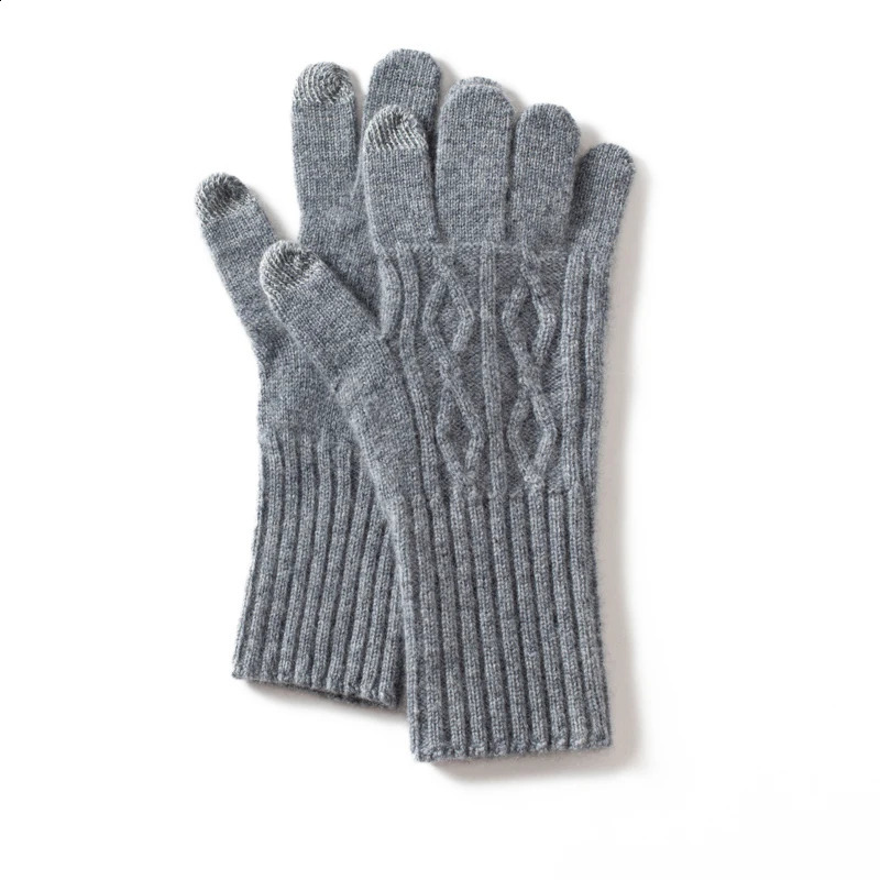 High quality cashmere touch screen gloves for women in winter soft and warm elastic knitted gloves with multiple fingers womens crochet Luvas 241206