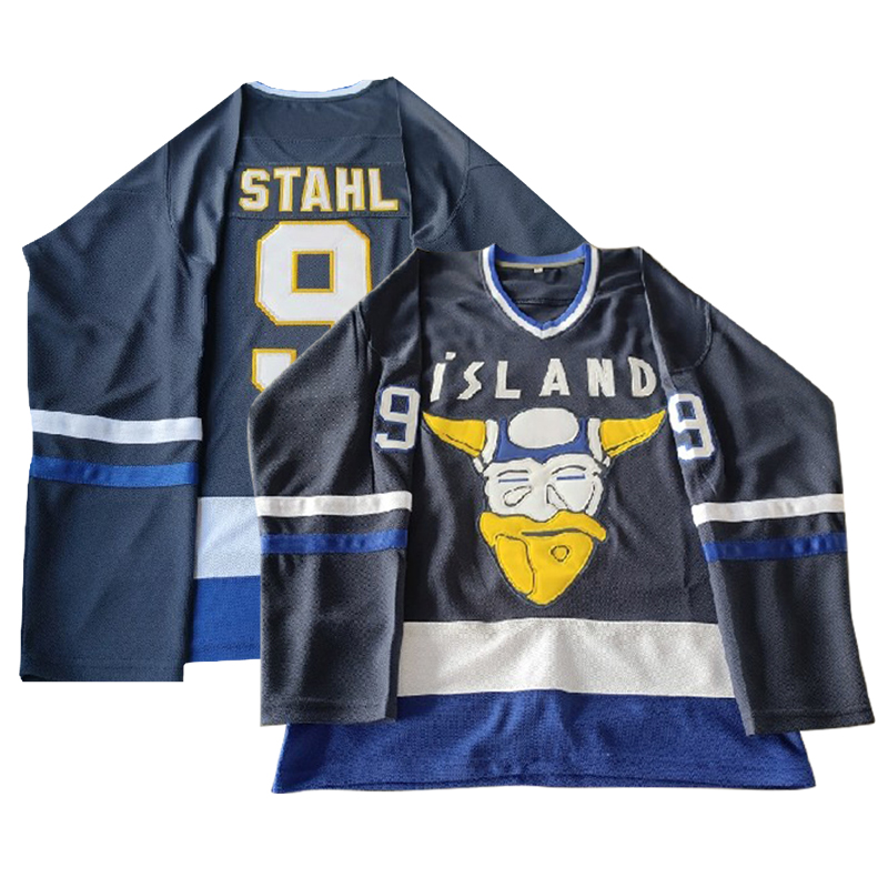 Gunnar Stahl Mens Mighty Ducks 9 Iceland Hockey Jersey Movie Ice Hockey Jerseys Embroidered S-XXXL In Stock