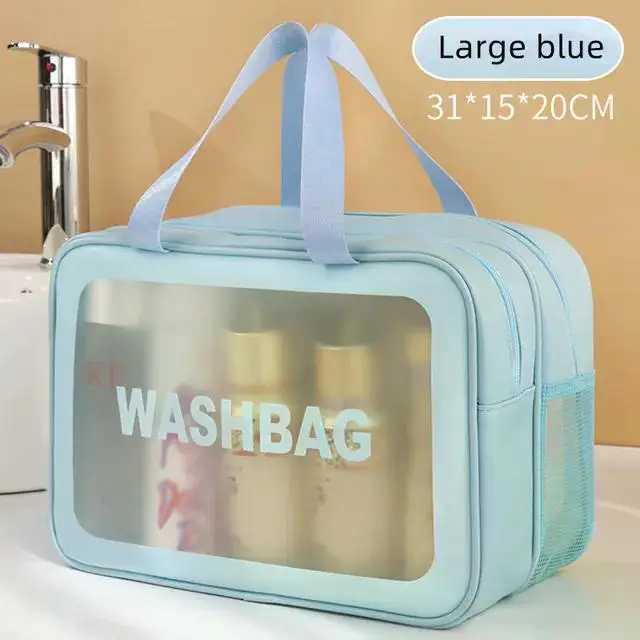 Dry wet separation double transparent PU makeup bag portable wing bag cosmetic storage bag travel fitness swimming essentialsXJ250415