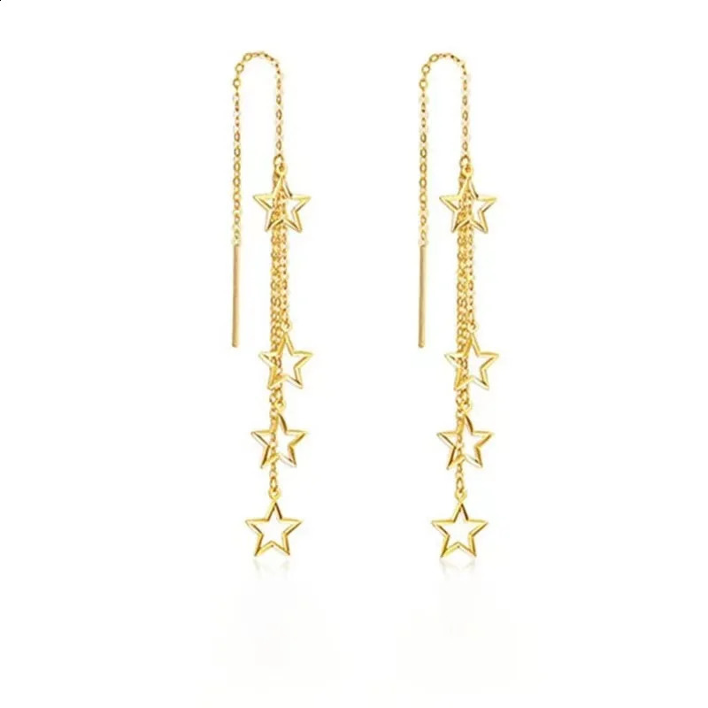 Real 18k tassel womens pendant earrings exquisite jewelry Au750 gold rose gold pendant earrings birthday gift 241205