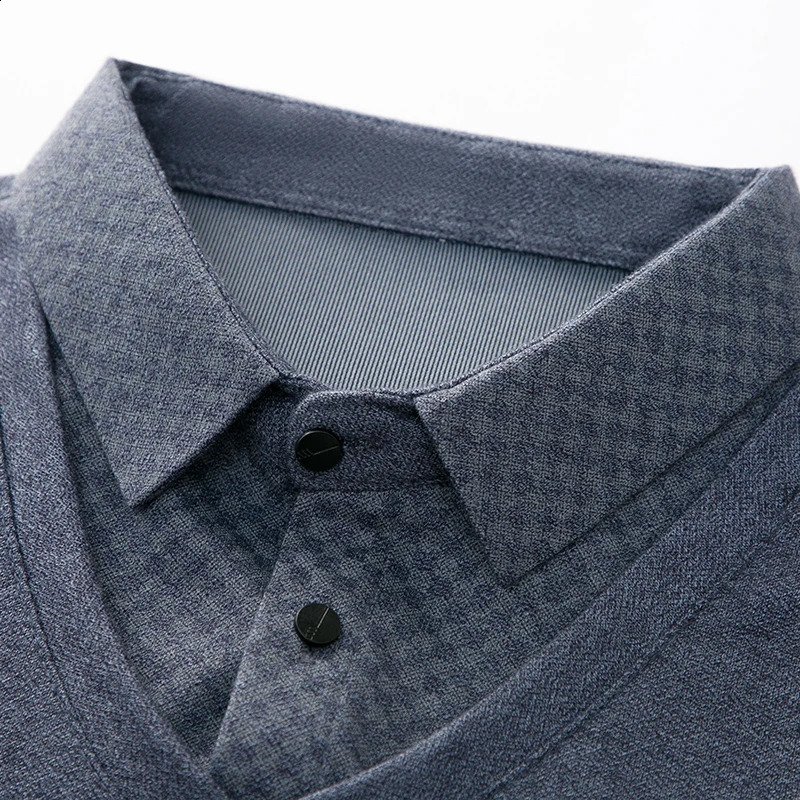 Mens Polo Shirt Plaid Casual Long Sleeved Pullover Lapel Clothing 241205