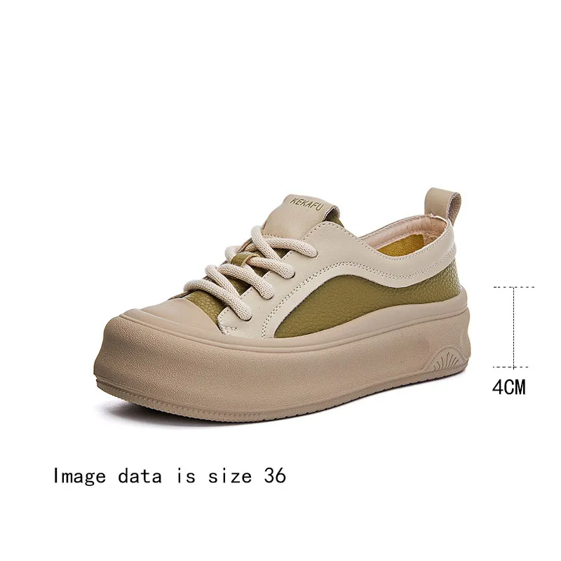 AIYUQI Women Sneakers Shoes Genuine Leather Casual Shoes for Women Platform Lace-up Retro Sneakers Women