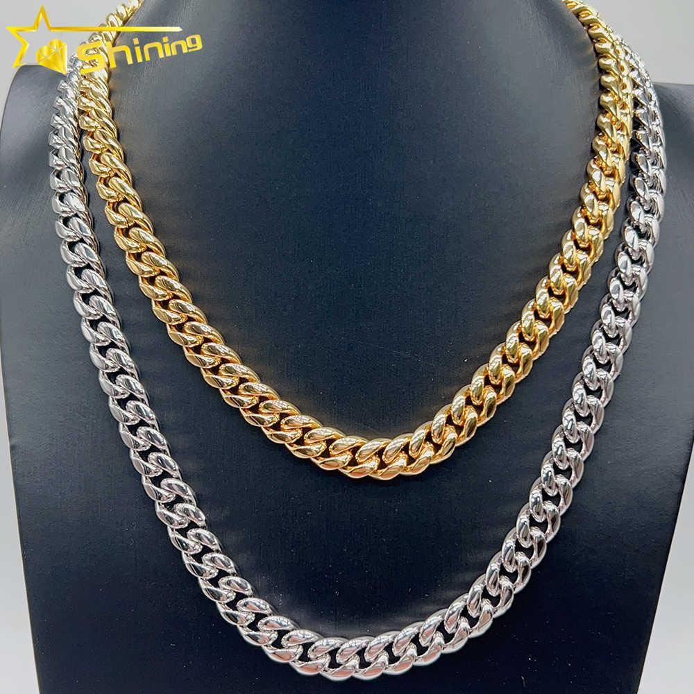 Hot sale Miami cuban chain Stainless steel silver moissanite lock high quality 10mm 12mm 14mm 18mm cuban necklace bracelet