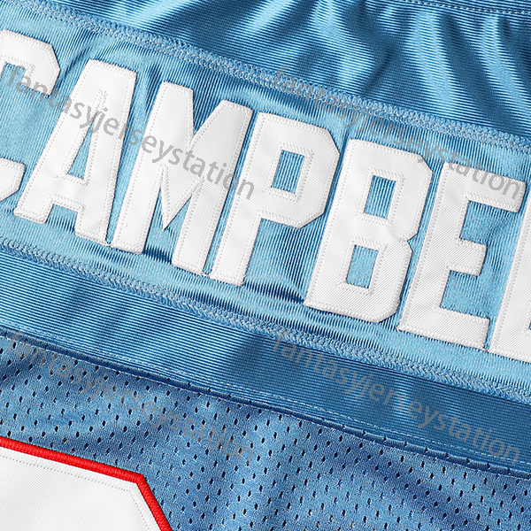 Football Jersey #34 Blue Campbell Polyester V-Neck Embroidered Men's Athletic Tops for Training Outdoor Activities, Loose Fit Adult Universal Jer