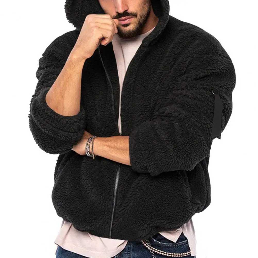 Thickened Plush Mens Jackets Lamb Cashmere Warm Coat Loose Double-sided Fleece Cardigan New Fall Winter American Unisex JacketXJ241206