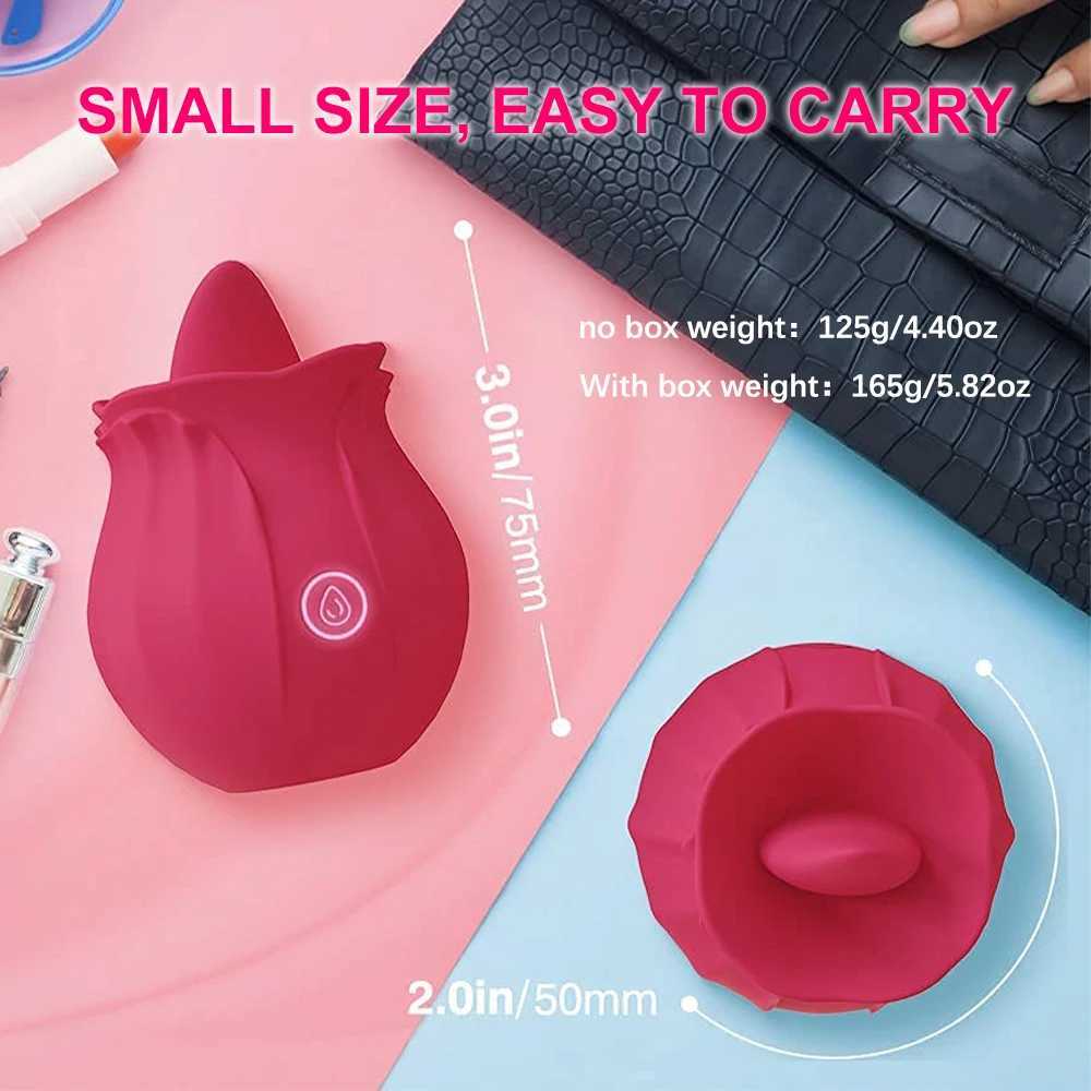Powerful Rose Tongue Licking Vibrator for Women G Spot Female Clitoris Oral Stimulator Vagina Sucking Massager Adult Sex ToysXJ241206