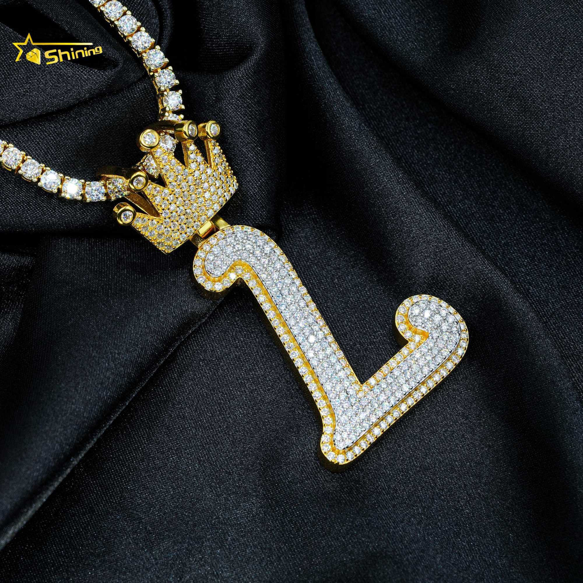 925 sterling silver vvs moissanite pendants iced out letter L initianl name hip hop moissanite diamond pendants