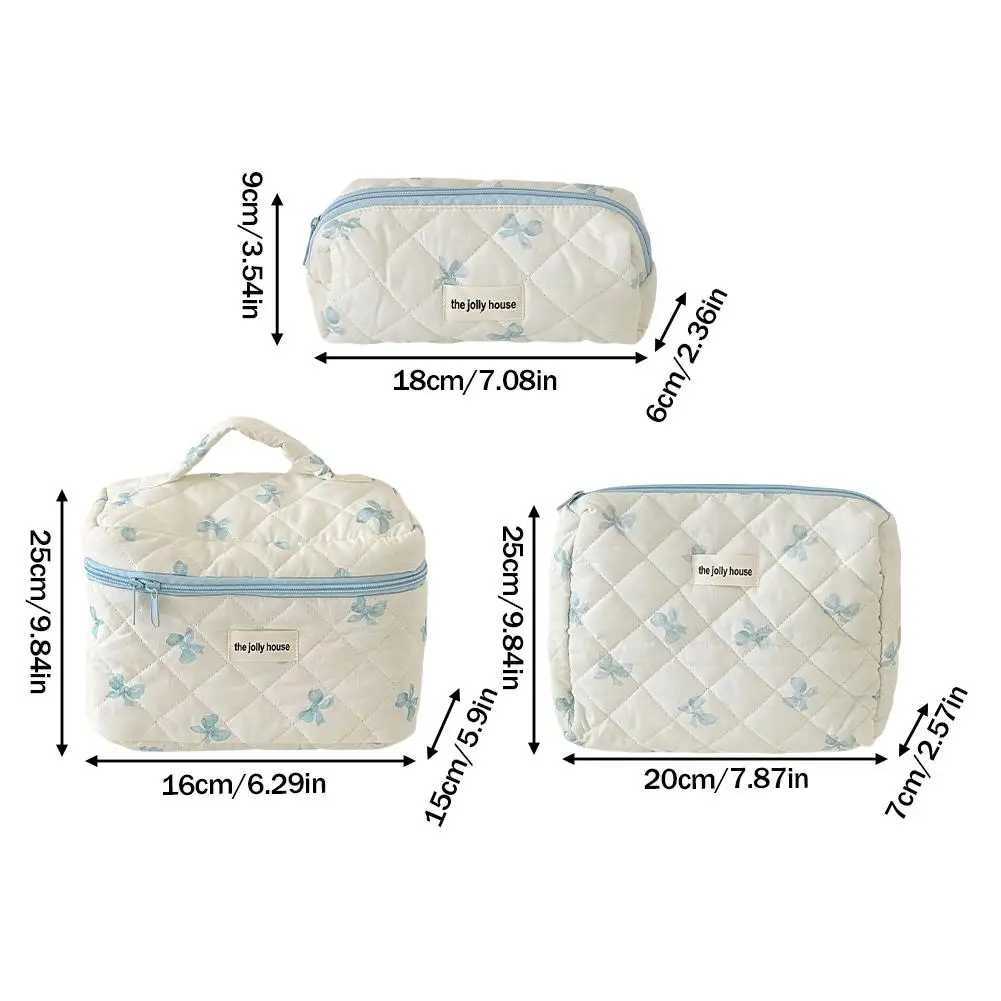 Cosmetic Bag White Bow Makeup Bag Small Fresh And Cute Student Portable Storage Bag Toiletry Bag Large Capacity Bag QuiltedXJ241206