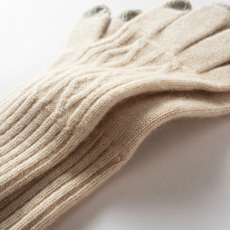 High quality cashmere touch screen gloves for women in winter soft and warm elastic knitted gloves with multiple fingers womens crochet Luvas 241206