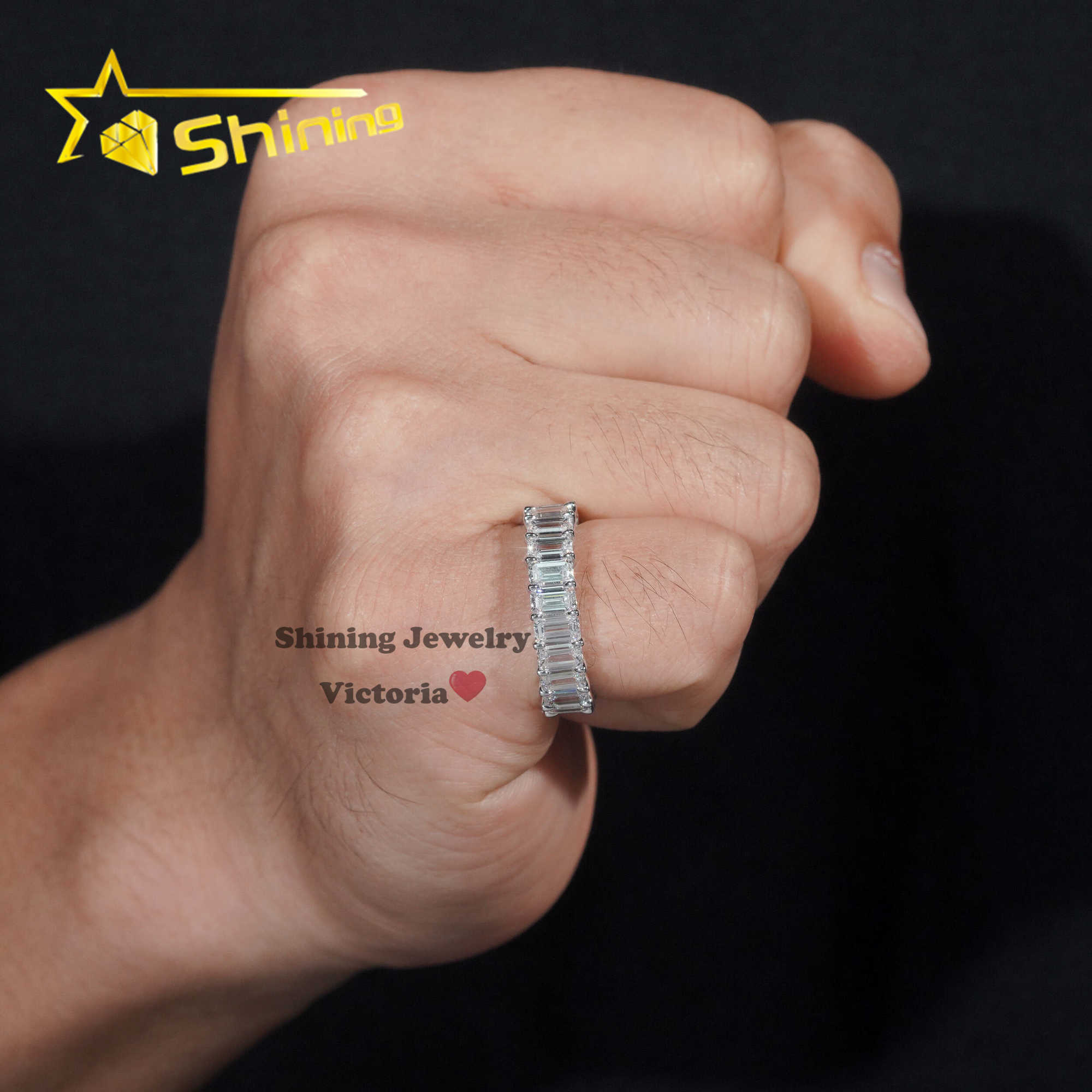 GIA Lab Grown Diamond Solitaire Engagement Eternity Band Ring Women 3*5 Radiant Emerald Cut 10K 14K 18K Solid Gold Wedding Rings