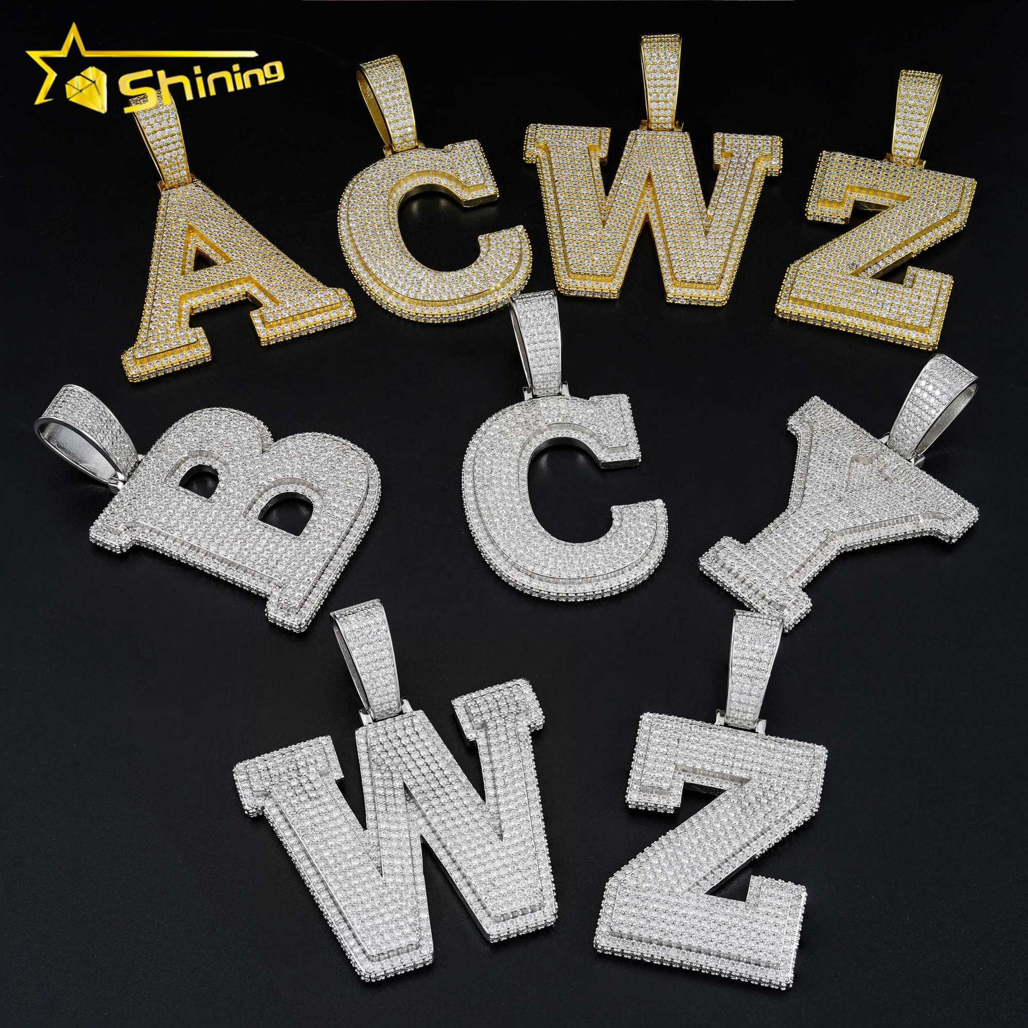 High Quality Bling 925 Silver Fully Iced Out Custom Letter D Moissanite Hip Hop Pendant For Men