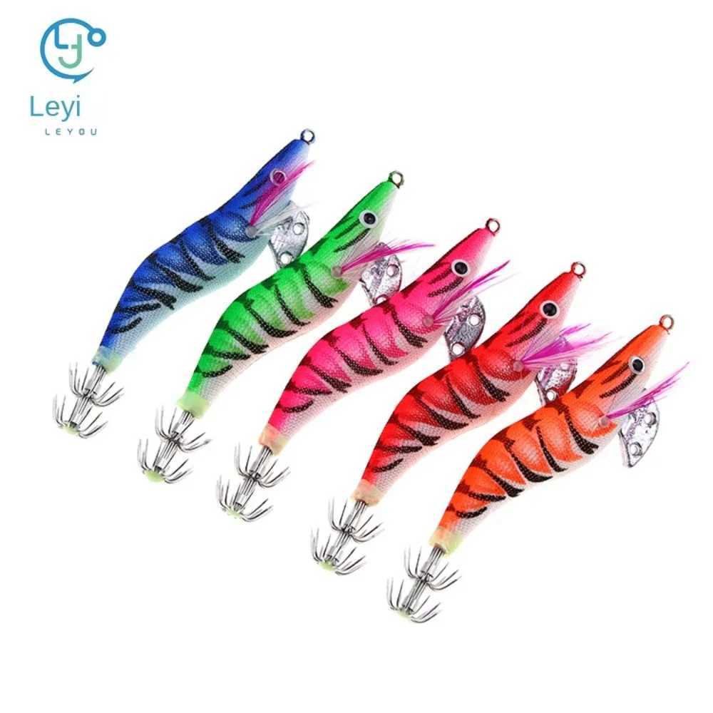 5PCS 12g 14.5g 19.9g Fishing Lure Artificial Squid Hook Jigs Noctilucent Squid Cuttfish Jigs Lures Spinneait Wood ShrimpXJ241128