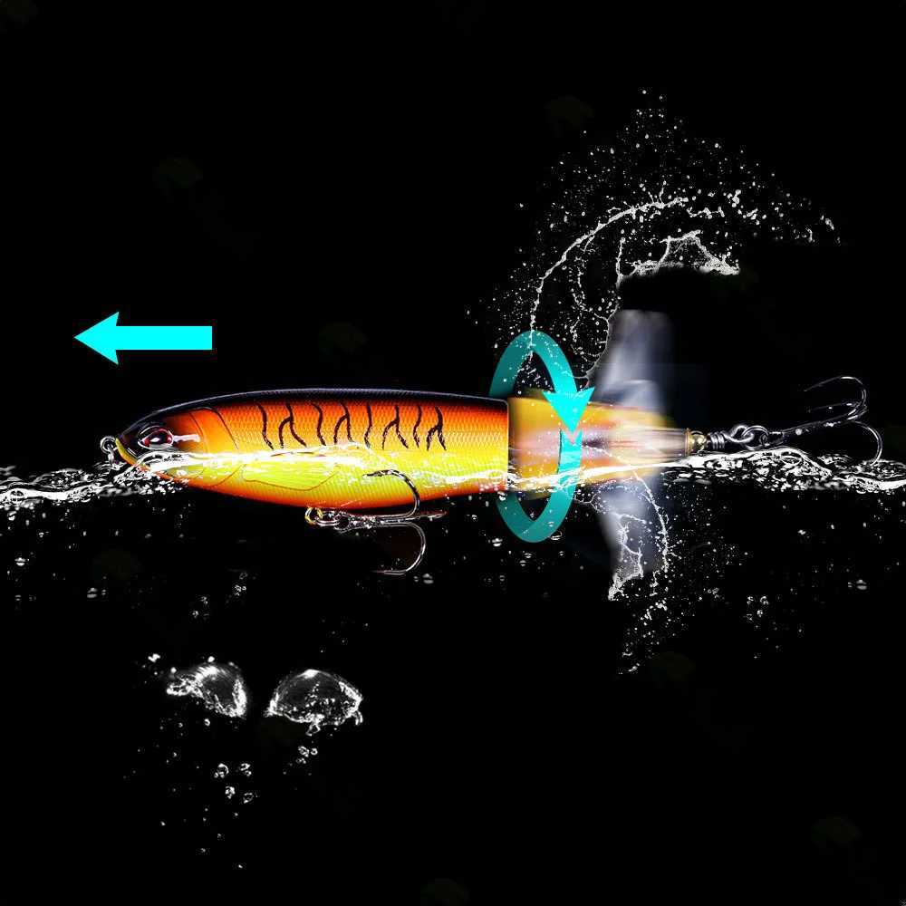 11cm/14cm Topwater Fishing Lures Whopper Popper Artificial Baits Hard Plopper Soft Rotating Tail Fishing Tack Fishing BaitXJ241128