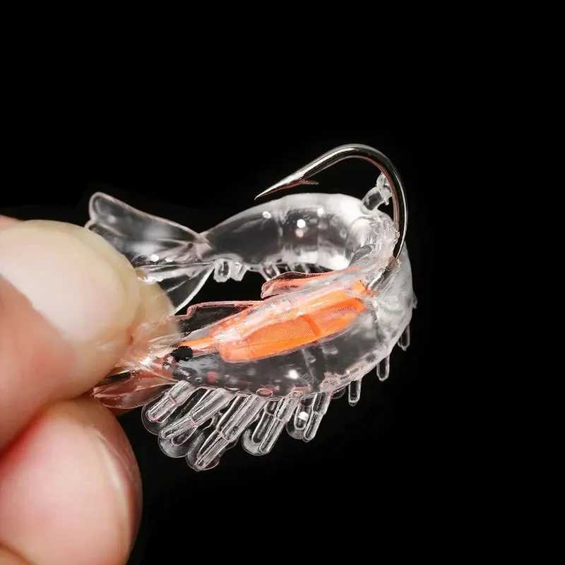4pcs Realistic Luminous Soft Shrimp Shaped Artificial Simulation Fishing Lures with Sharp Hooks Fishing AccoriesXJ241128
