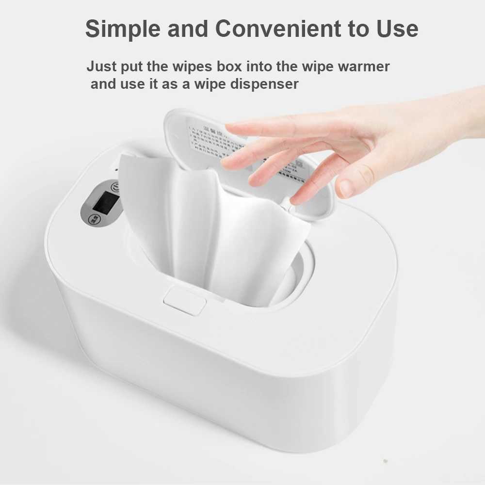 Bottle Warmers Sterilizers# Baby Wipe Warmer Large Capacity Baby Wet Wipes Warmer Dispenser with Digital Display USB Powered Temperature Heating S2412
