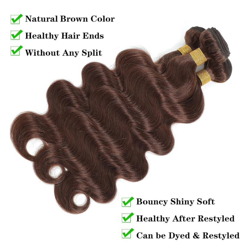 Body Wave Chocolate Brown Bundles Human Brazilian 100% Hair Extensions 22 24 26 Inch For Women #4