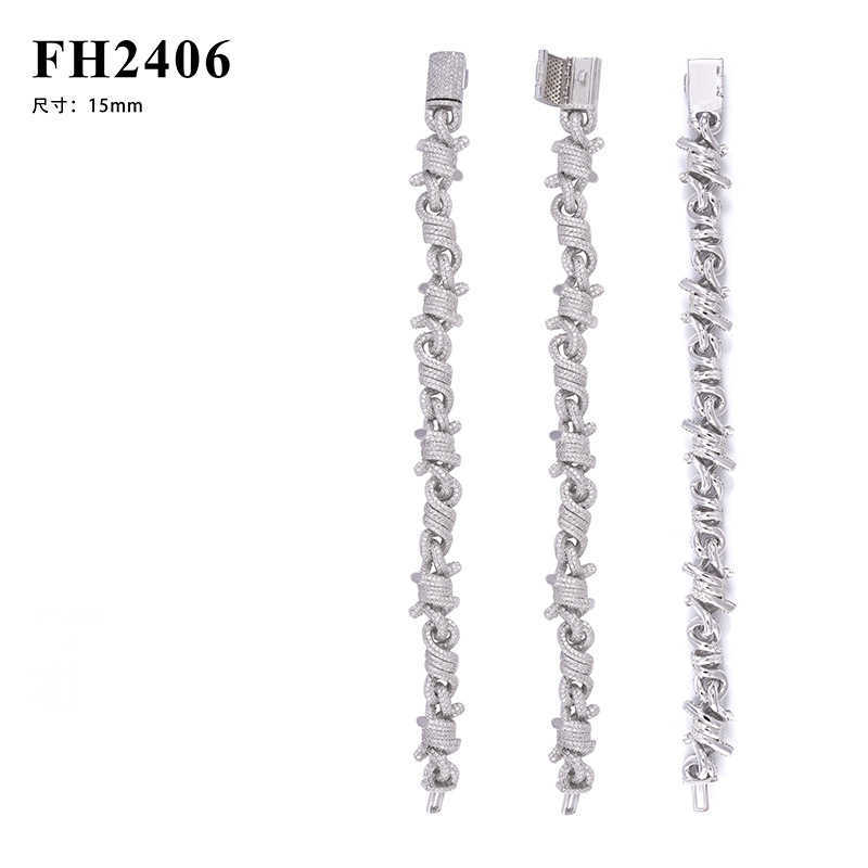 Dia hot selg 15mm Cuban chain sier moissanite hip-hop mens trendy bracelet