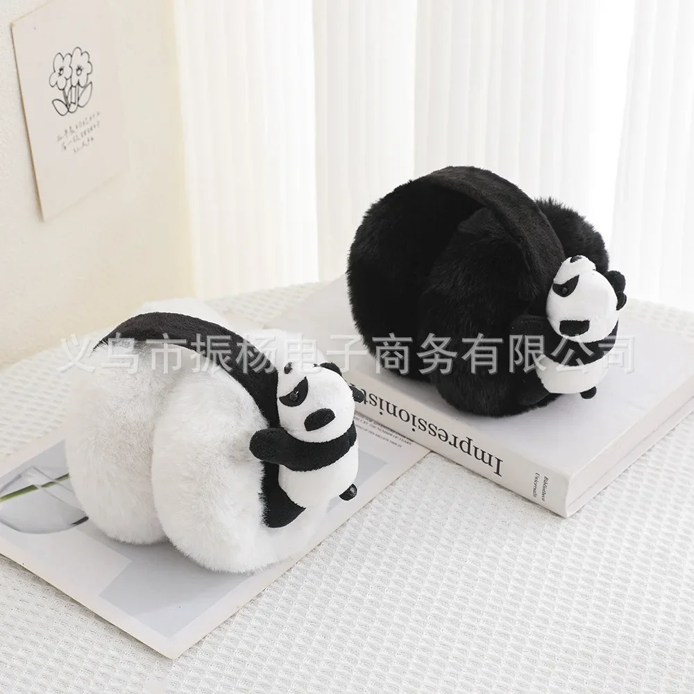 Fashion Winter Boys and Girls Cute Earrings Warm Plush Windproof Earrings 3D Panda Winter Earrings Female 241205