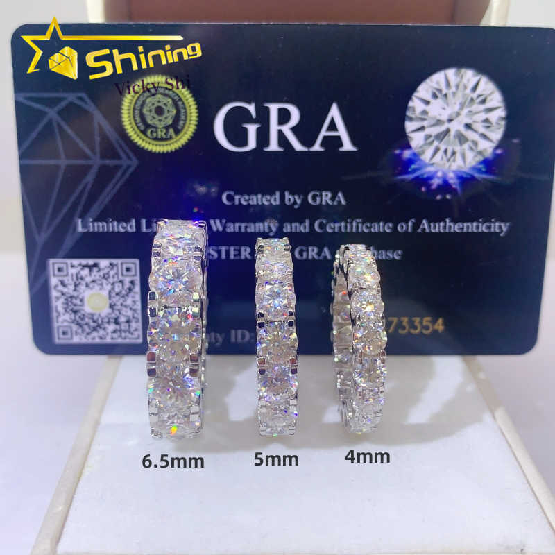 Women Fine Jewelry Rings Emerald Oval Marquise Round Shape 925 Silver Moissanite Diamond Engagement Ring Band