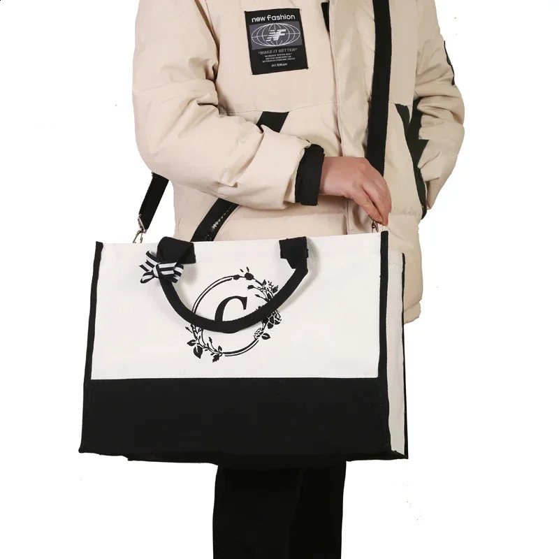 Customized Bag Large Capacity Womens Handbag Print Letter y Personal Bags Canvas Cotton Linen unique Bolas 241204