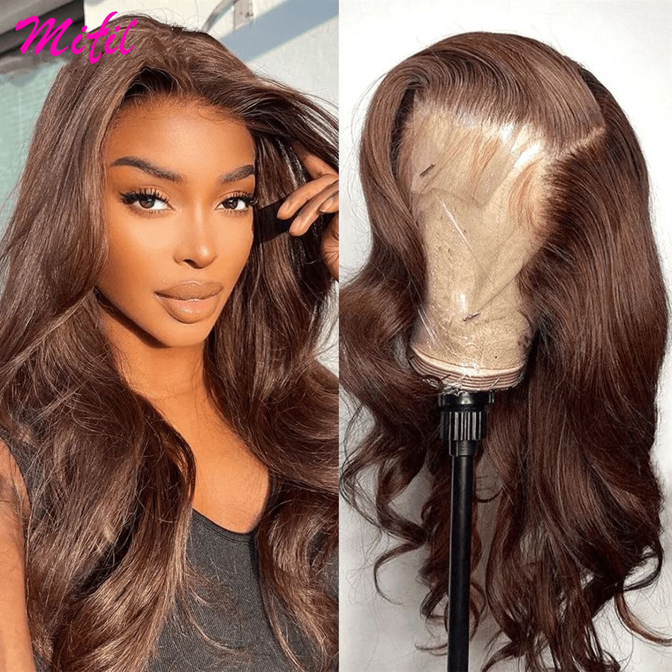HD 13X6 Chocolate Brown Front Wigs On Sale Body Wave 13X4 360 Full Lace Frontal Wig Human Hair Pre Plucked 180%