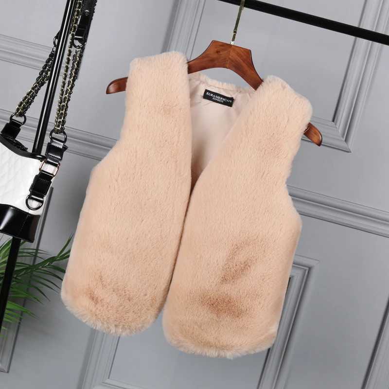 New Winter Autumn Faux Fur Women Coats Solid Color Thick Warm Sveless Korean Fashion Lady Vest Short CutXJ241206