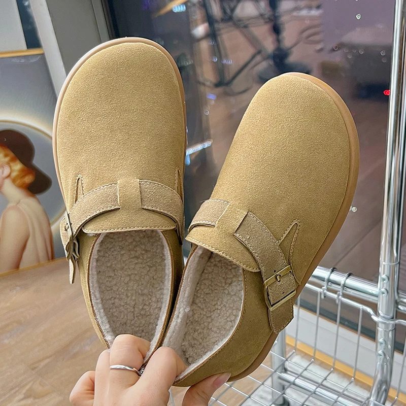 AIYUQI Flat-soled Women's Winter Shoes Plus Velvet Warm Female Shoes Large Size Casual Big Toe Shoes Women