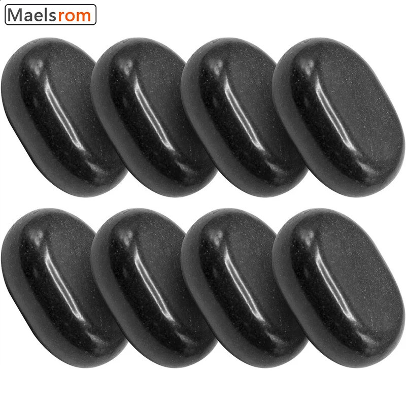 8 pieces of large black basalt stone set used for massage therapy relieving emotions and relieving fatigue and muscle pain 241206