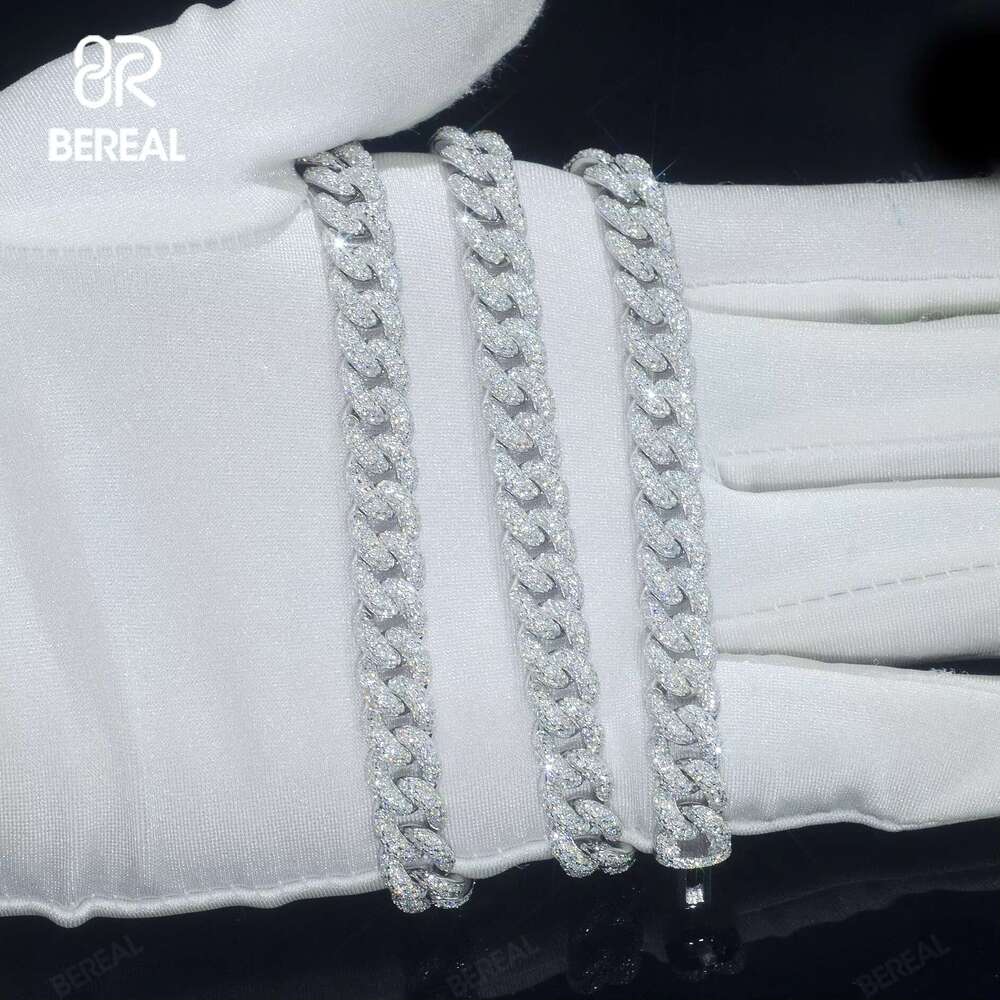 Wholesale Iced Out Vvs Moissanite k Chain Men Hip Hop Dia Sier Cuban Bracelet Necklace 8MM 10MM 12MM 14MM A+
