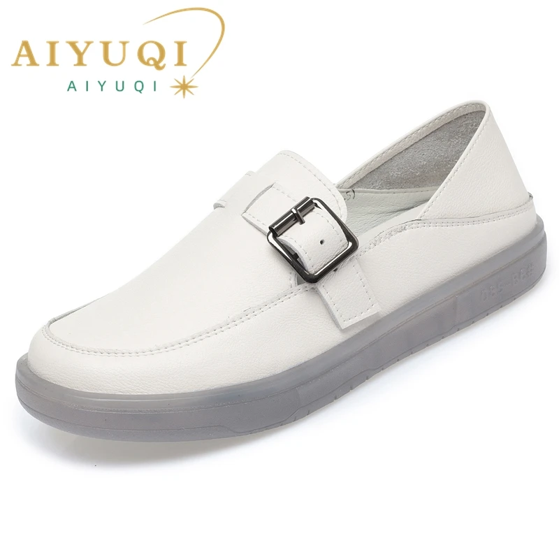 AIYUQI Loafers Woman Genuine Leather Spring New Student Sneakers Girl Flat Large Size Nurse Shoes Girl