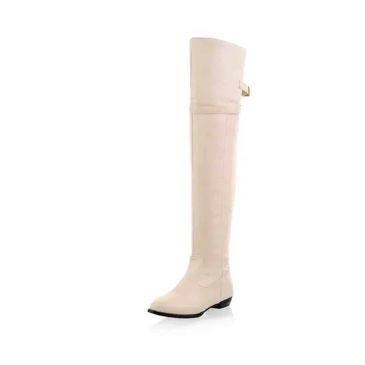 High Quality Warm boots winter new Fi casual super high boots round buckle plus size 34-45 womens shoe ring OX100 T241206